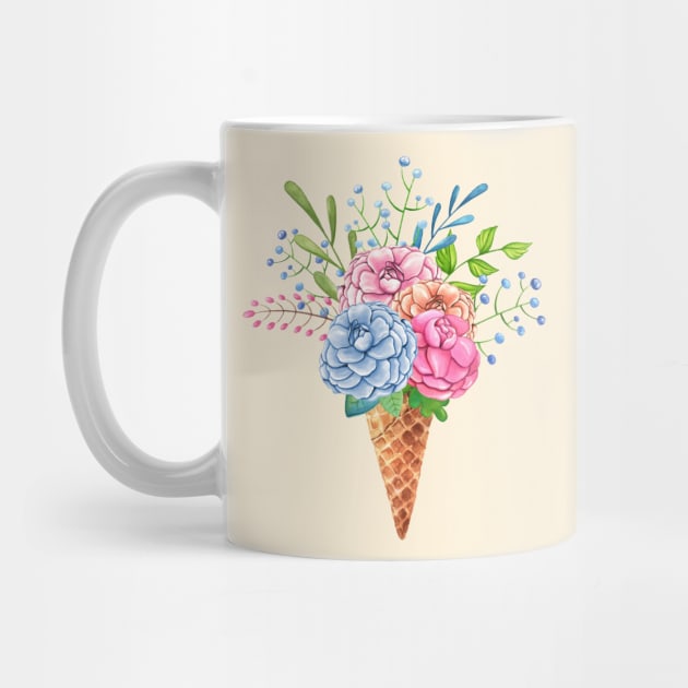 Floral ice cream cone by Nopi Pantelidou